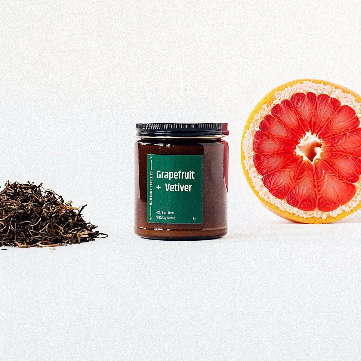 Grapefruit and Vetiver Soy Wax Candle Milwaukee Candle Company Fruity Citrus