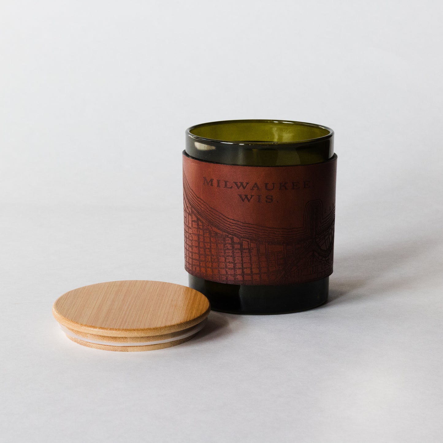 Grapefruit + Piñon // Leather Wrapped Soy Candle