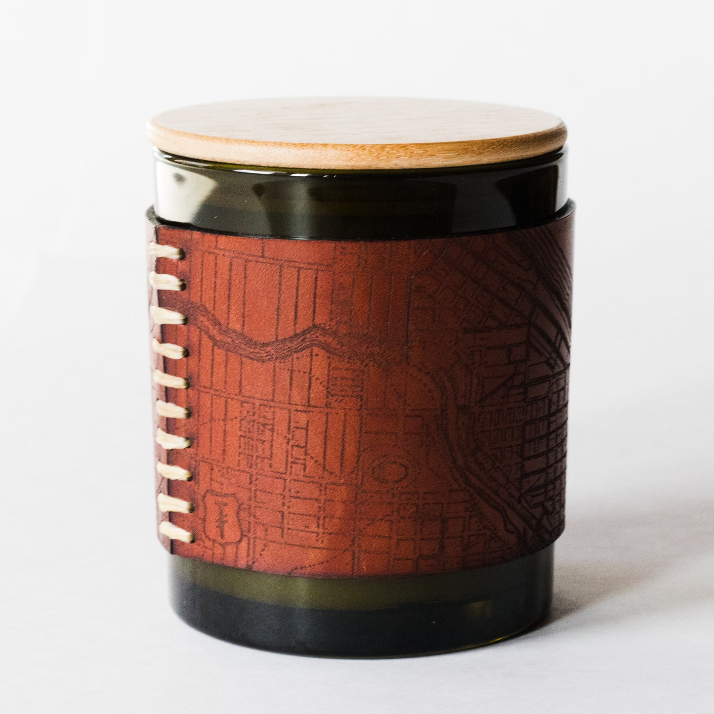 Grapefruit + Piñon // Leather Wrapped Soy Candle