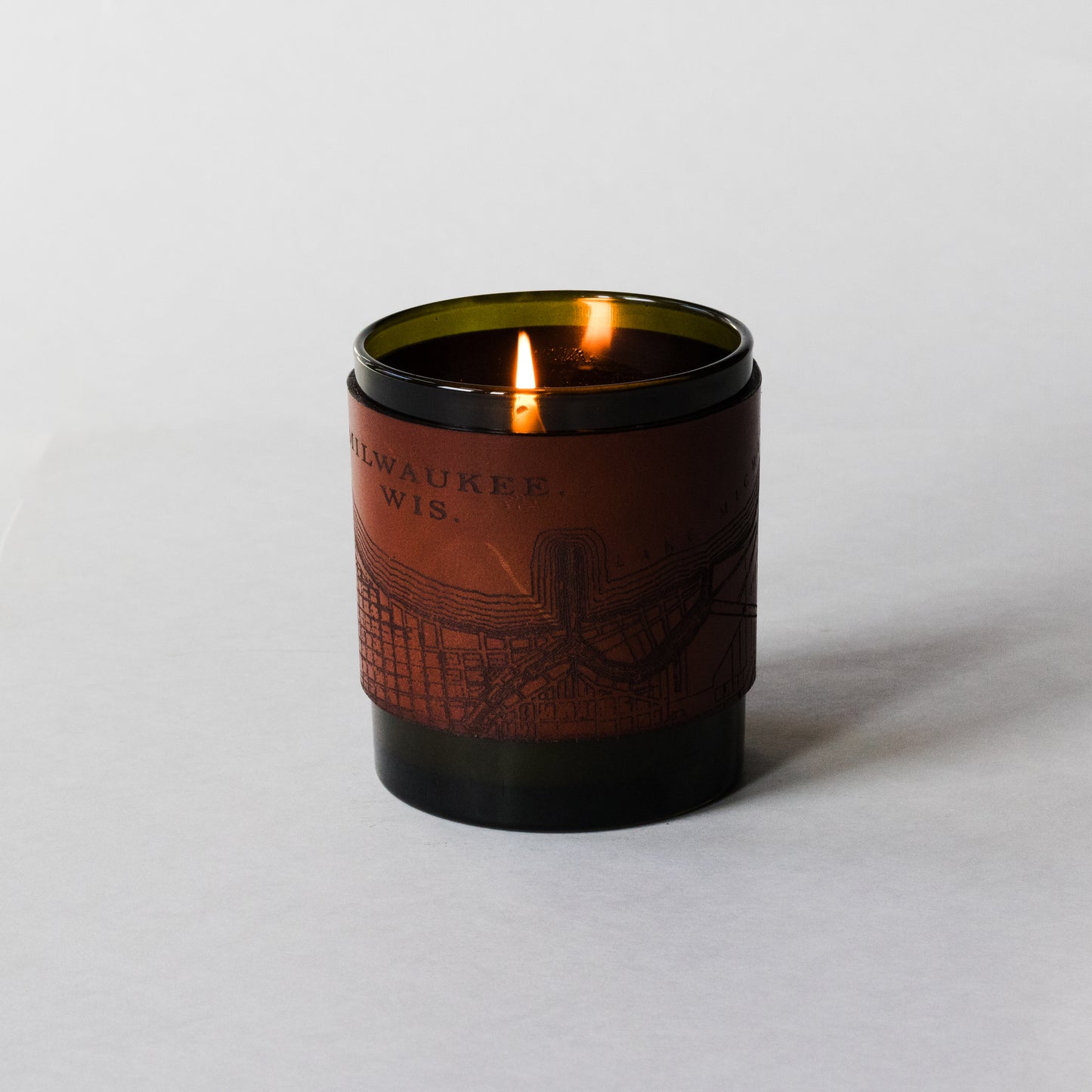 Grapefruit + Piñon // Leather Wrapped Soy Candle