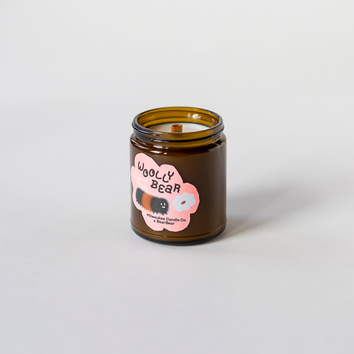 Woolly Bear Candle Photo Showing Wood Wick