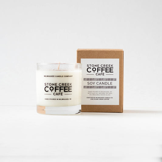STONE CREEK COFFEE MILWAUKEE  CANDLE CO SOY CANDLE