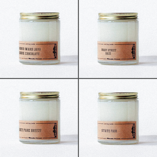 Bundle of 4 hometown collection candles reminiscent of Milwaukee locations and events.