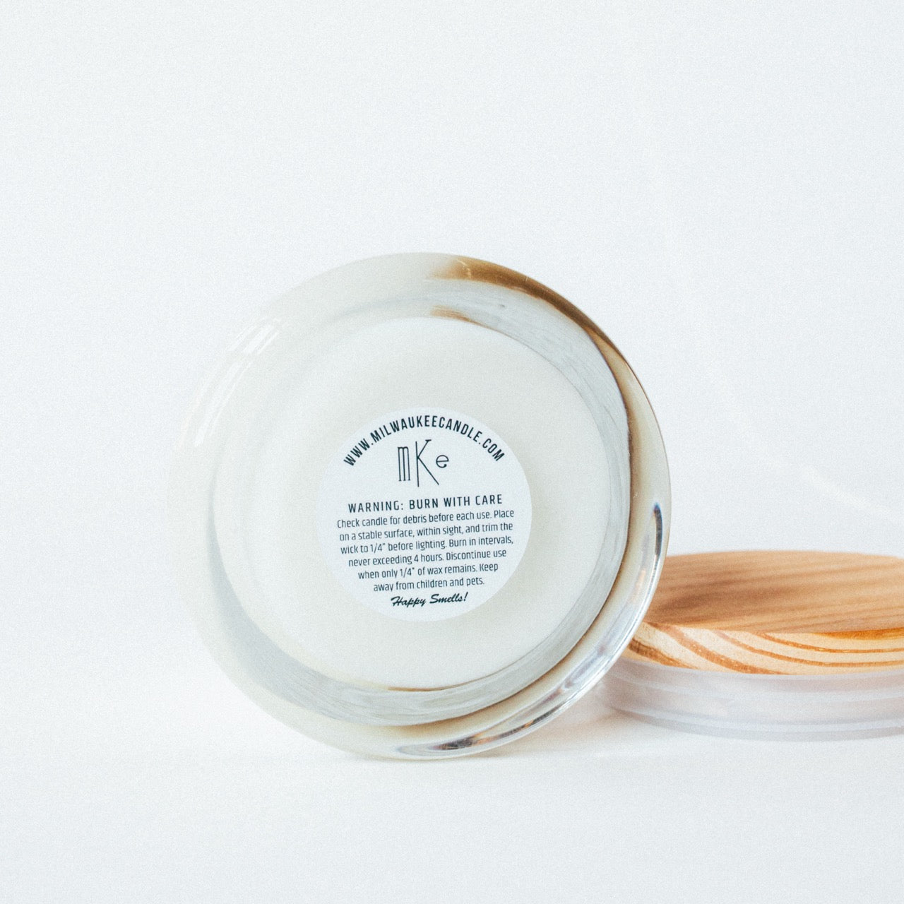 Custom Warning Label on the Large Soy Wax Candle with Wood Lid