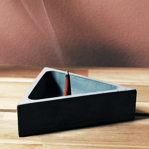 ZOUZ natural incense triangle shaped graphite concrete incense cone burner.