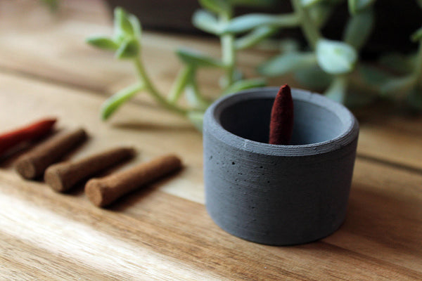 ZOUZ natural incense cup shaped concrete incense cone burner.