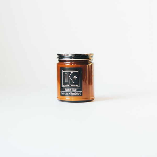 Macintosh and Maple amber jar 9oz soy candle hand poured in Milwaukee, WI by Milwaukee Candle Company